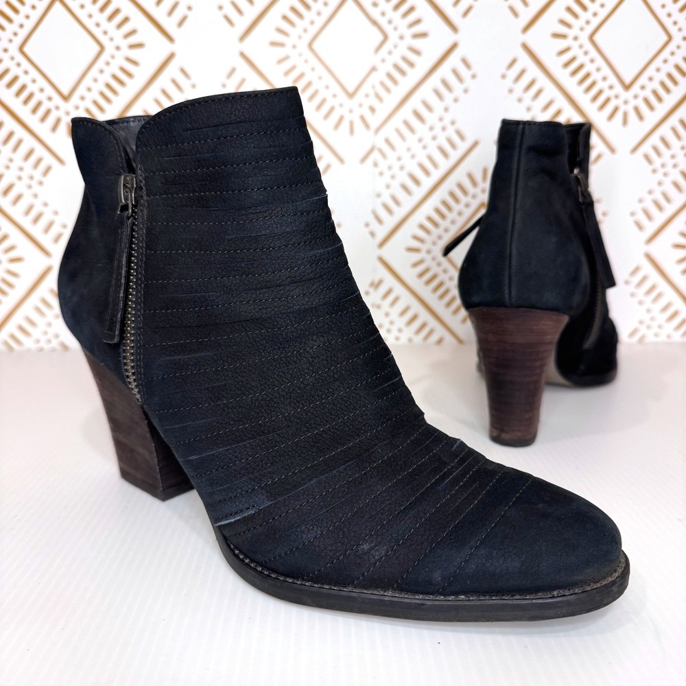 Paul Green Black Suede Ankle Booties Women Size 9 Malibu Biker Moto Racer Baddie